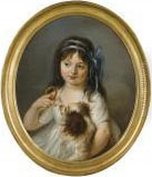 Petite Jeune Fille Tenant Une Gimblette Oil Painting by Louis Rolland Trinquesse