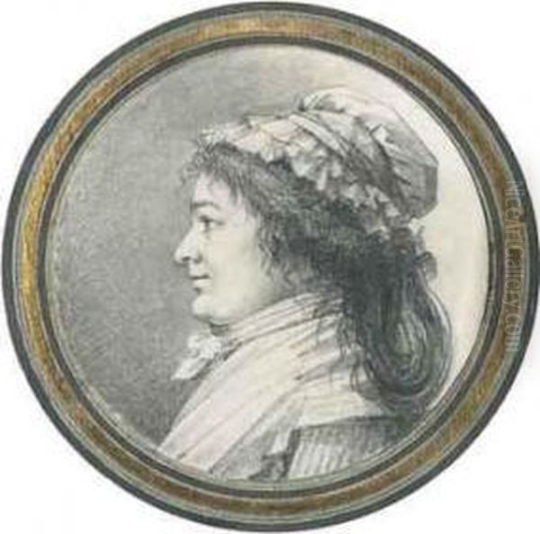 Portrait D'une Femme De Profil Portant Un Bonnet Oil Painting by Louis Rolland Trinquesse