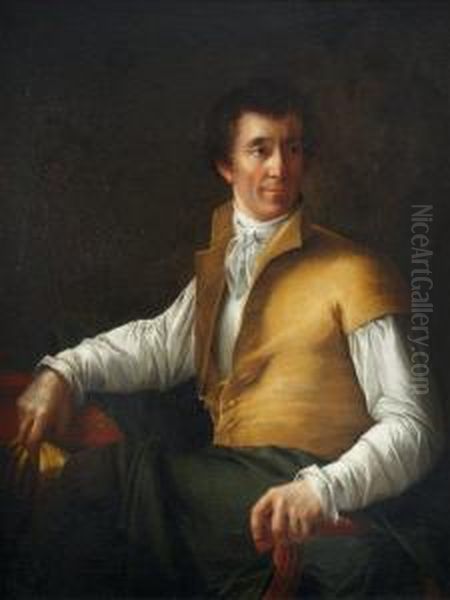 Portrait D'homme Au Gilet Jaune Oil Painting by Eugenie Tripier Lefranc