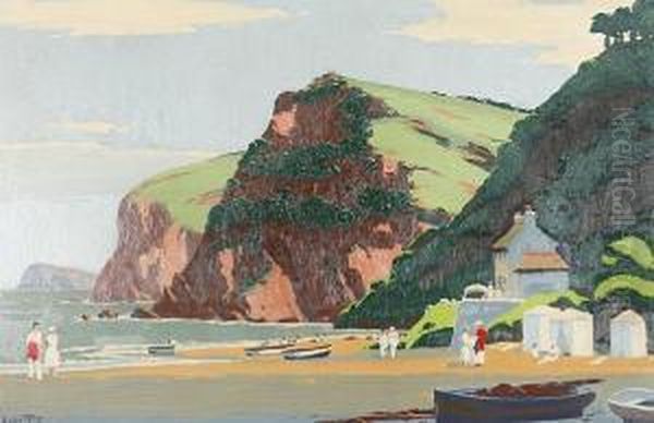 East Devon Coast, For The Southern Railway Oil Painting by Herbert Alker Tripp