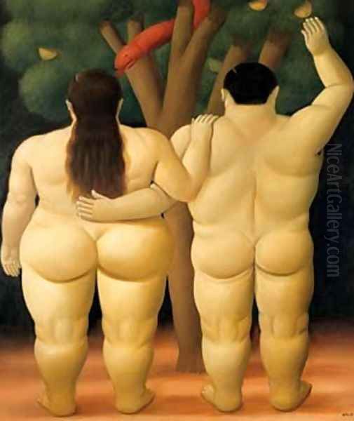 Adam and Eve Oil Painting by Fernando Botero