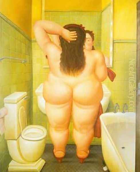 The Bathroom 1989 Oil Painting by Fernando Botero