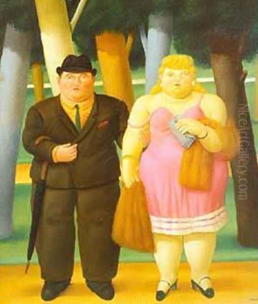 A Couple 1999 Oil Painting by Fernando Botero