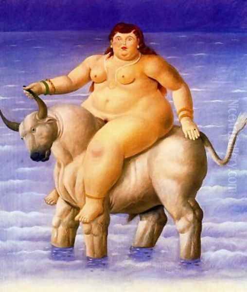 Ratto D Europa Oil Painting by Fernando Botero