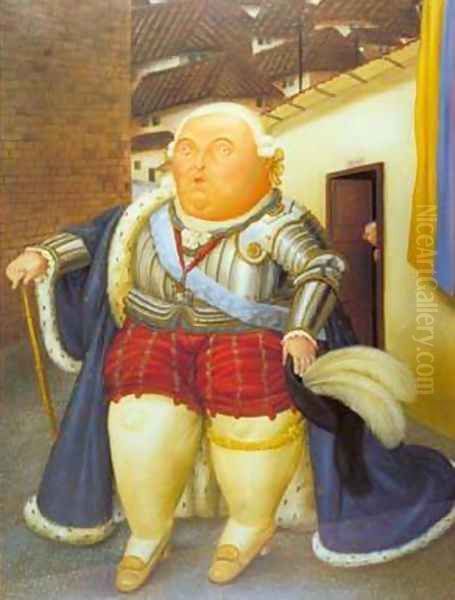 Louis XVI and Marie Antoinette on a Visit to Medellin Colombia 1990 Oil Painting by Fernando Botero