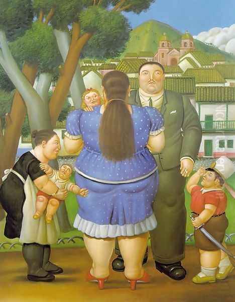 A Family II Oil Painting by Fernando Botero