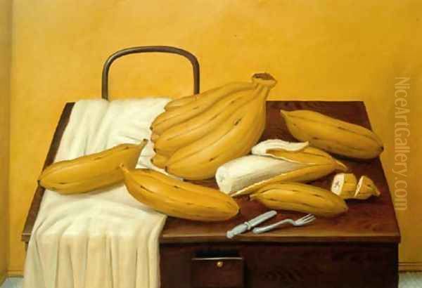 Bananas Bananos Oil Painting by Fernando Botero