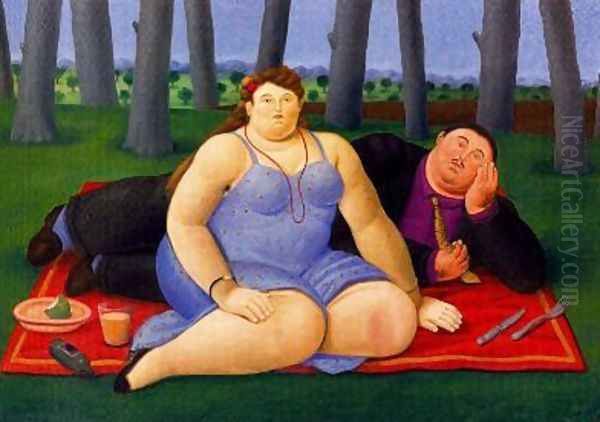 Picnic 1998 Oil Painting by Fernando Botero