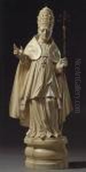 Figure Of Pope Sylvester Oil Painting by Simon Troger