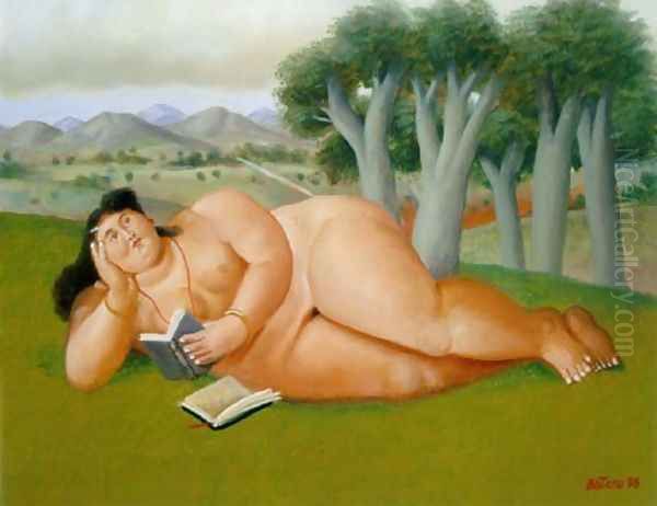 Woman Reading Mujer Leyendo Oil Painting by Fernando Botero