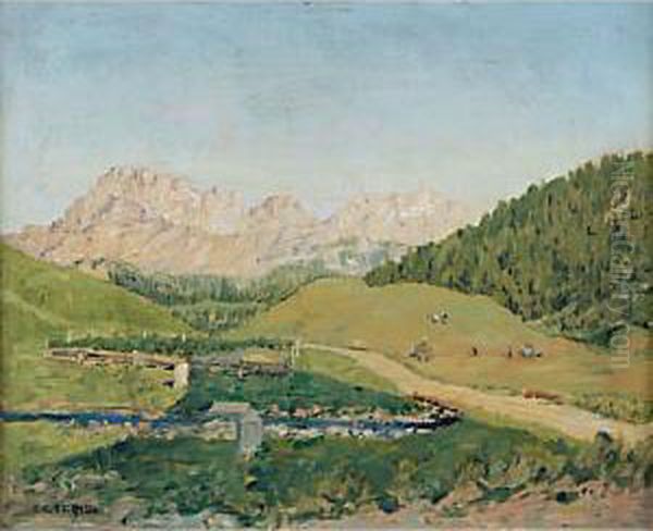 Passo Di S. Pellegrino, Moena Trento Oil Painting by Enrico Giulio Trois