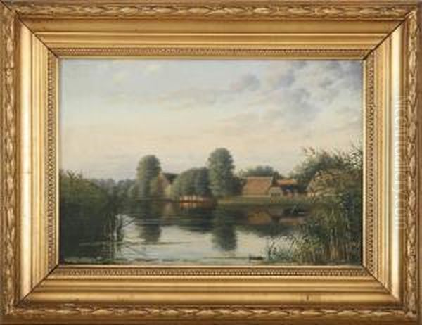 Landscape With Farmhouse Oil Painting by Harald Trolle