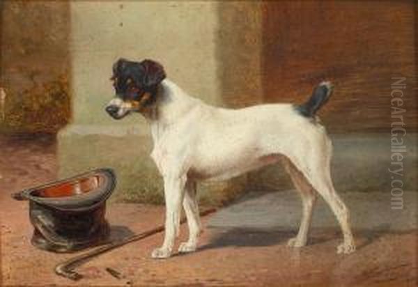 Queenie, A Jack Russell Oil Painting by William Henry Hamilton Trood