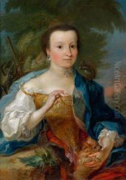 Bildnis Einer Dame Mit Diamantenhalsband- Und Ohrringen Oil Painting by Cornelis Troost