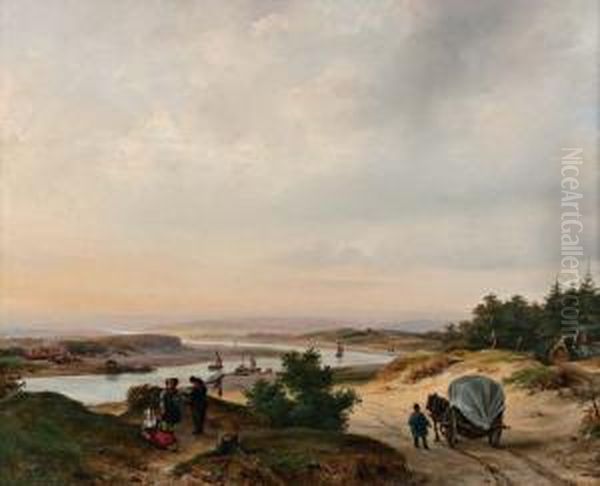 Weids Rivierlandschap Met Figuren Op De Voorgrond Oil Painting by Willem Troost