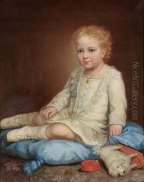 Enfant Assis Et Son Chien Oil Painting by Vasily Andreevich Tropinin