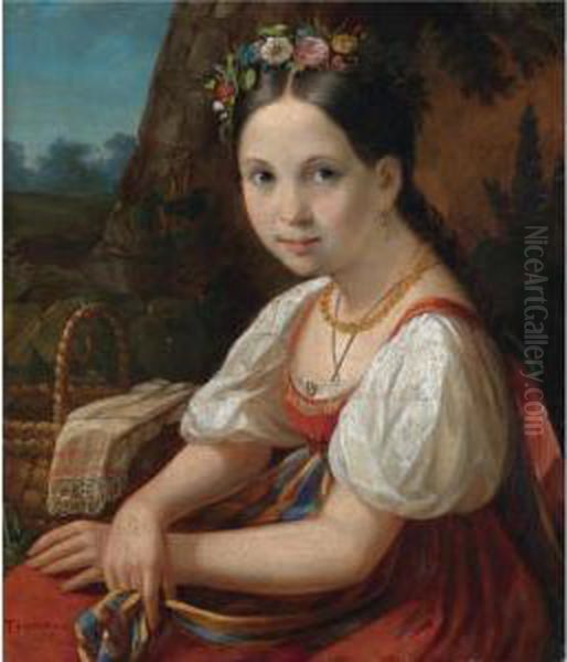 Peasant Girl Oil Painting by Vasily Andreevich Tropinin