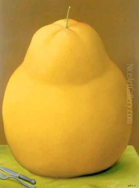 Pear Pere Oil Painting by Fernando Botero