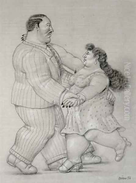 Couple Dancing Pareja Bailando II Oil Painting by Fernando Botero