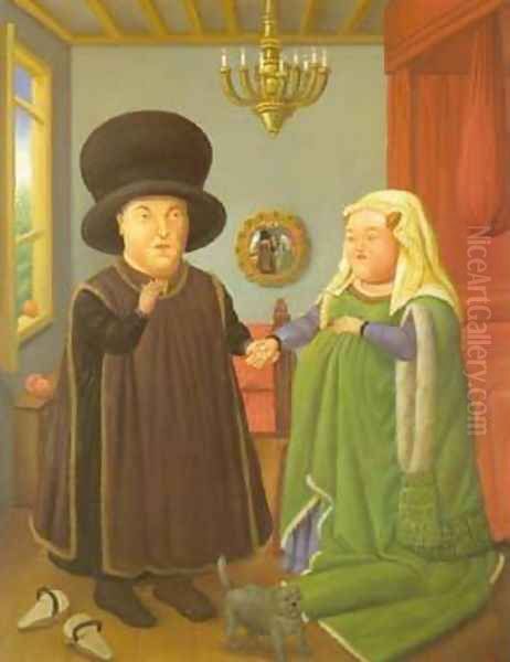 The Arnolfini After van Eyck 1997 Oil Painting by Fernando Botero