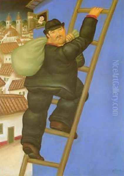 A Thief 1994 Oil Painting by Fernando Botero