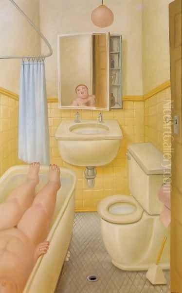 Bathroom Oil Painting by Fernando Botero