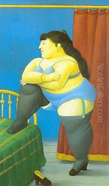 The Bedroom 1999 Oil Painting by Fernando Botero