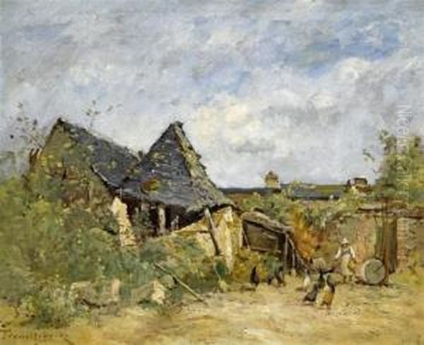 Fermes Au Porio Oil Painting by Paul Trouillebert