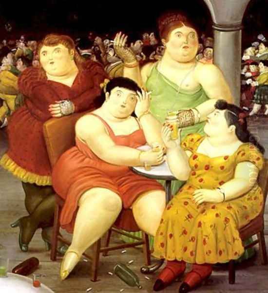 Four Woman Oil Painting by Fernando Botero