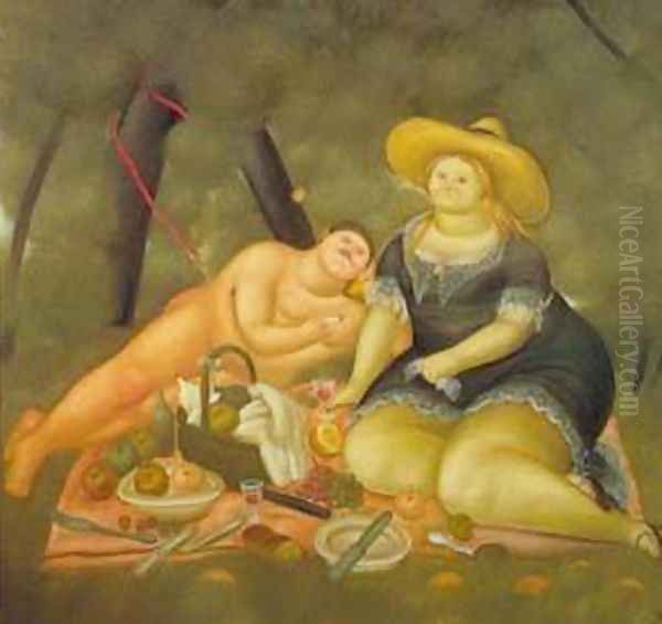 Le Dejeuner Sur I Herbe 1969 Oil Painting by Fernando Botero