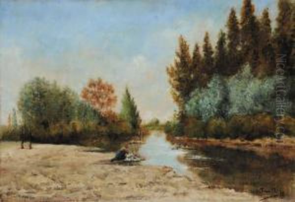 Paesaggio Oil Painting by Henri Charles Trouville