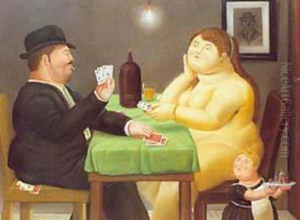 The Card Player 1988 Oil Painting by Fernando Botero