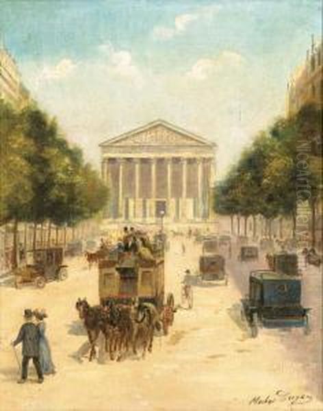 Rue De La Paix; And Le Madelaine Oil Painting by Michel Troyen