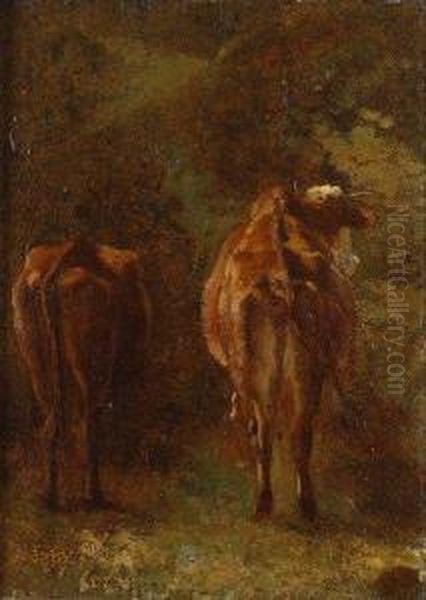 Etude De Vaches Oil Painting by Constant Troyon