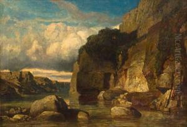 Felsige Kustenlandschaft Oil Painting by Constant Troyon