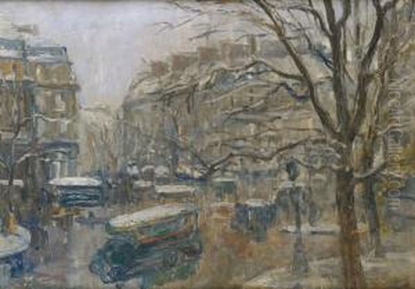 Paris, 
Carrefour Anime Oil Painting by Albert Truchet