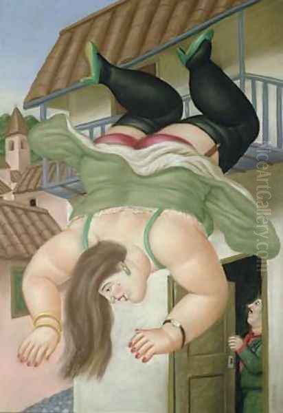 Over the Balcony Oil Painting by Fernando Botero