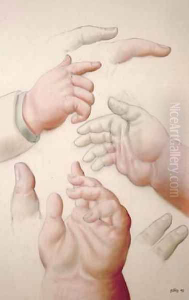 Hands Manos Oil Painting by Fernando Botero