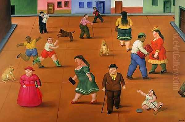 The Square Oil Painting by Fernando Botero