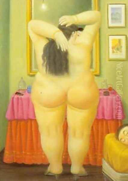 The Bedroom 1997 Oil Painting by Fernando Botero