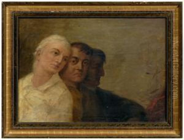 Portrait Of Three Men In A Line Oil Painting by John Trumbull