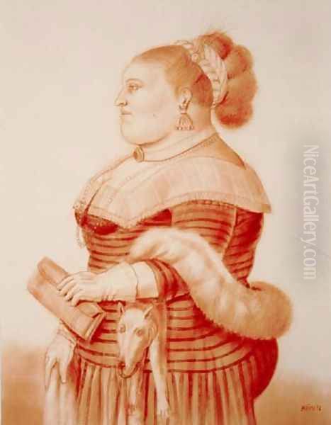 Woman With Fox Mujer Con Zorro Oil Painting by Fernando Botero