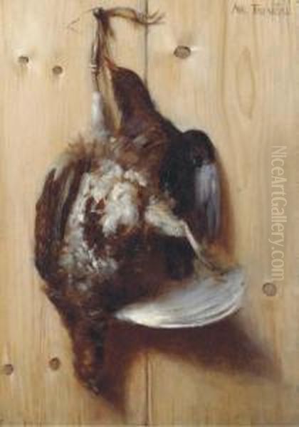 Trophee De Chasse En Trompe L'oeil Oil Painting by Auguste Joseph Trupheme