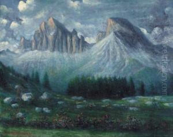 Paesaggio Montano Oil Painting by Giacinto Trussardi