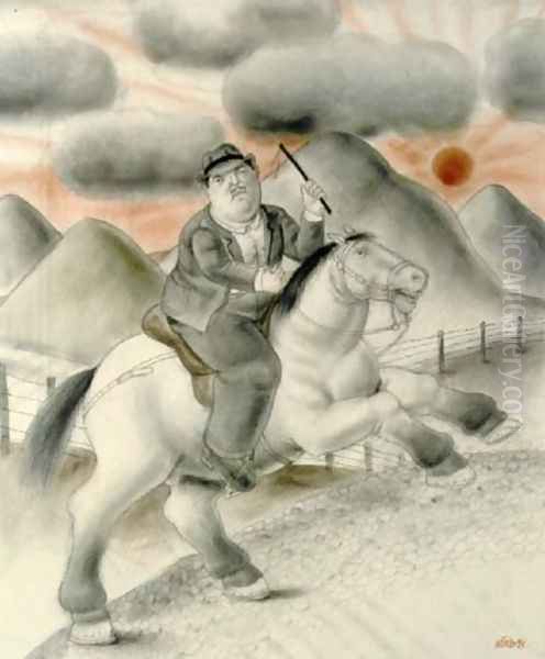 Man To Horse Oil Painting by Fernando Botero