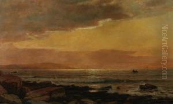 Sunrise Over Rocky Coast Oil Painting by Dwight William Tryon