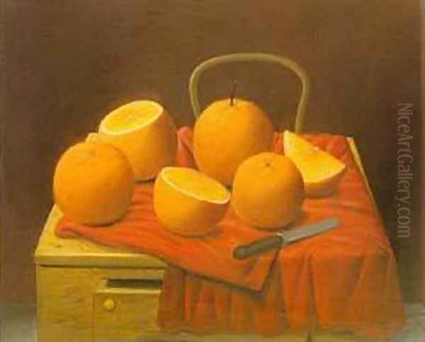 Oranges 1988 Oil Painting by Fernando Botero