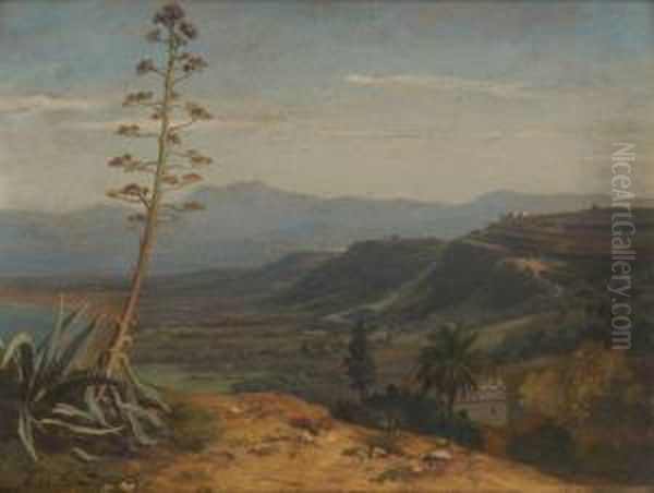 Paysage Oriental Oil Painting by Edmond Jean Baptiste Tschaggeny