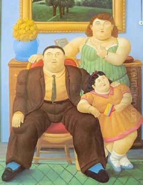 Colombian Family 1999 Oil Painting by Fernando Botero