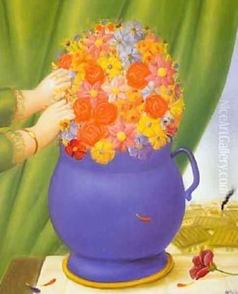 Flowers 1994 Oil Painting by Fernando Botero